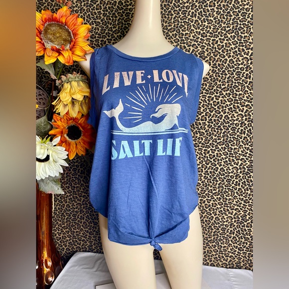 🦋B2G1🦋SALT LIFE Washed Navy SEA MAIDEN Muscle Tank Top NWOT - Picture 2 of 5